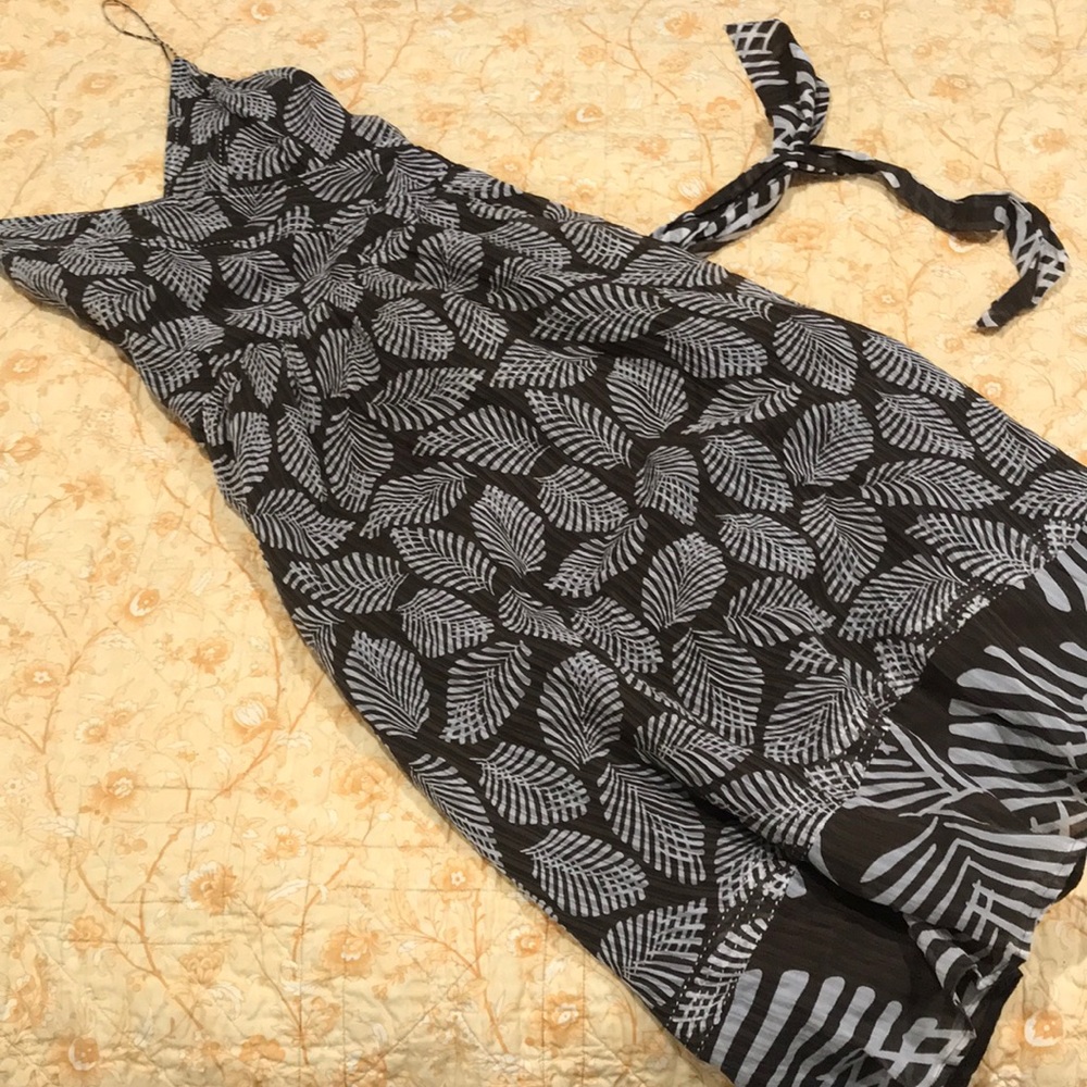 Tommy Bahama Brown Palm Print Silk Dress